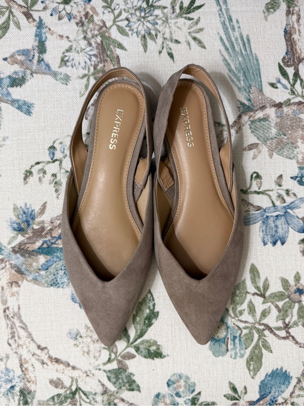 Express Faux Suede Pointed Toe Slingback Flats